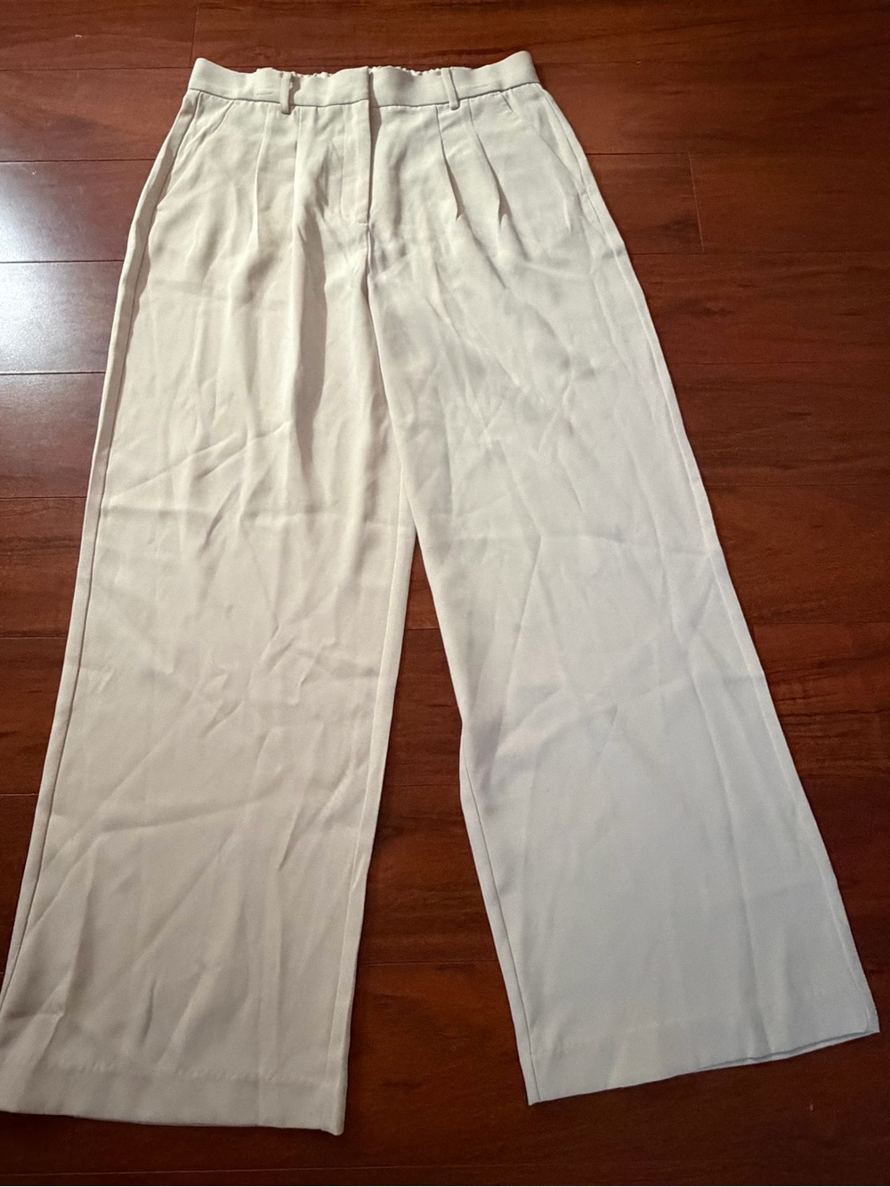 French Connection Cream Wide-Leg High Waist Trousers Size L - Picture 11 of 11